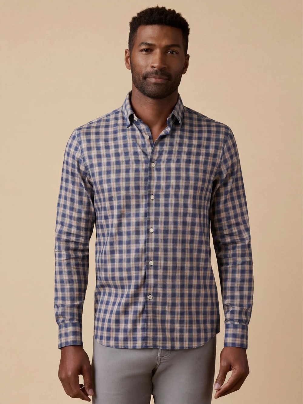 Faherty Movement Monterey Shirt Button Up Navy Seas Plaid XL Lightweight